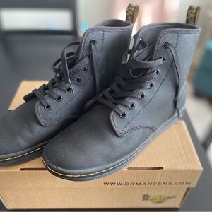 Dr. Martens Black Combat Boots with Yellow Stitching